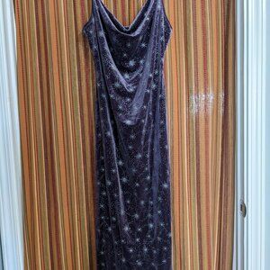 Velvet Cowl Neck Star Pattern Mermaid Dress